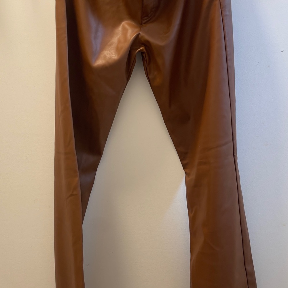 Zara Tan Faux Leather Trousers